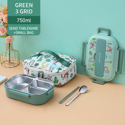 Lastele mõeldud söögikarp koos kambriga 316 roostevabast terasest armas ahv Bento lõunakast kooli lekkekindel toidukonteinerite kast