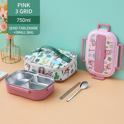 Lastele mõeldud söögikarp koos kambriga 316 roostevabast terasest armas ahv Bento lõunakast kooli lekkekindel toidukonteinerite kast