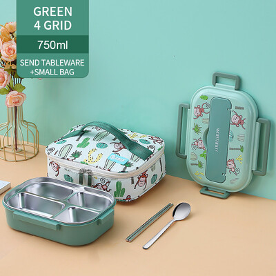 Lastele mõeldud söögikarp koos kambriga 316 roostevabast terasest armas ahv Bento lõunakast kooli lekkekindel toidukonteinerite kast