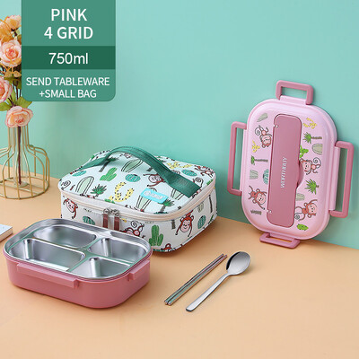 Lastele mõeldud söögikarp koos kambriga 316 roostevabast terasest armas ahv Bento lõunakast kooli lekkekindel toidukonteinerite kast