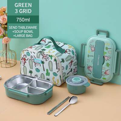 Lastele mõeldud söögikarp koos kambriga 316 roostevabast terasest armas ahv Bento lõunakast kooli lekkekindel toidukonteinerite kast