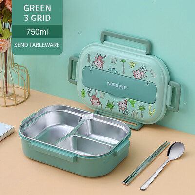 Lastele mõeldud söögikarp koos kambriga 316 roostevabast terasest armas ahv Bento lõunakast kooli lekkekindel toidukonteinerite kast