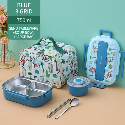 Lastele mõeldud söögikarp koos kambriga 316 roostevabast terasest armas ahv Bento lõunakast kooli lekkekindel toidukonteinerite kast