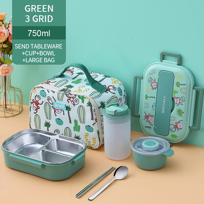 Lastele mõeldud söögikarp koos kambriga 316 roostevabast terasest armas ahv Bento lõunakast kooli lekkekindel toidukonteinerite kast