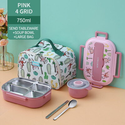 Lastele mõeldud söögikarp koos kambriga 316 roostevabast terasest armas ahv Bento lõunakast kooli lekkekindel toidukonteinerite kast