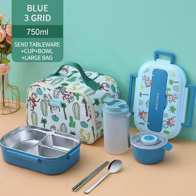 Lastele mõeldud söögikarp koos kambriga 316 roostevabast terasest armas ahv Bento lõunakast kooli lekkekindel toidukonteinerite kast