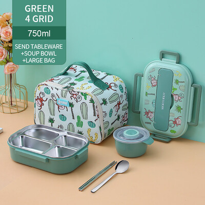 Lastele mõeldud söögikarp koos kambriga 316 roostevabast terasest armas ahv Bento lõunakast kooli lekkekindel toidukonteinerite kast