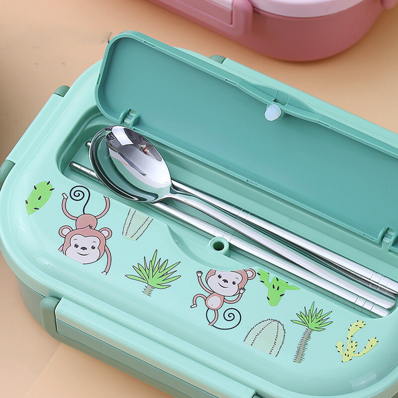 Lastele mõeldud söögikarp koos kambriga 316 roostevabast terasest armas ahv Bento lõunakast kooli lekkekindel toidukonteinerite kast