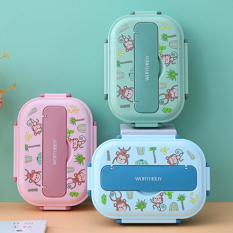 Lastele mõeldud söögikarp koos kambriga 316 roostevabast terasest armas ahv Bento lõunakast kooli lekkekindel toidukonteinerite kast