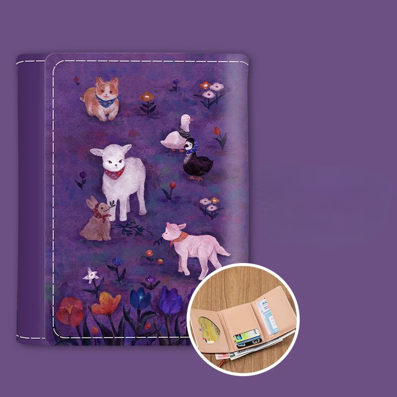 BOMO rahakotid naistele PU-nahast armsad lambaliha trükised ilusad rahakotid mood Kawaii Ins lühike rahakott naiste mündikott Esteetilised kotid