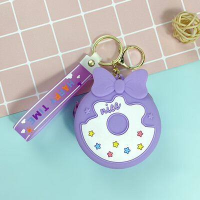 Cartoon Donut Münt Rahakott Võtmehoidja Silikoonist Mini Bow Hoiu Võtmehoidja Ripats Õpilasekott Võtmehoidja Telefoni Amulett Sõbranna kingitus