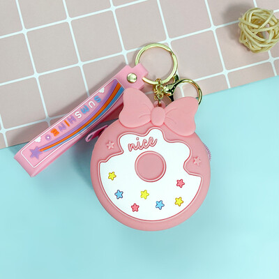 Cartoon Donut Münt Rahakott Võtmehoidja Silikoonist Mini Bow Hoiu Võtmehoidja Ripats Õpilasekott Võtmehoidja Telefoni Amulett Sõbranna kingitus