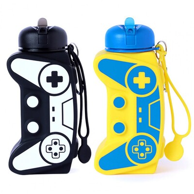 600ML Sport Bottle Foldable Game Console Shape Travel School Kids Students Water Bottle With Wrist Strap Silicone Water Bottle