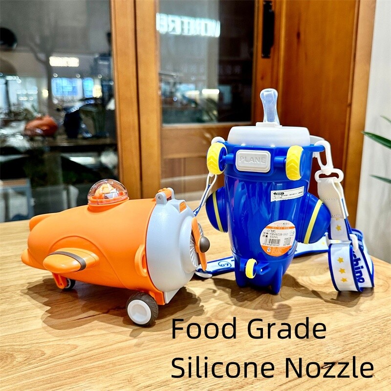 Sticlă de apă cu paie pentru copii, sticle de apă rezistente la scurgeri de desene animate, sticlă de băutură portabilă în aer liber, sticlă de ceașcă minunată pentru copii