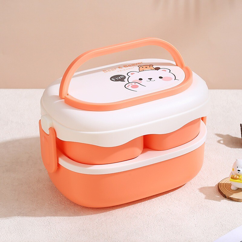 Kahekihiline värviline puuviljalõunakarp, suur mahutavus, kaasaskantav Bento-karp lastele, teismelistele, koolisöökla töötajad, 1 tk