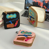 Γυναικείο πορτοφόλι BOMO Casual για γυναίκες με τετράγωνο διπλό, χαριτωμένο χρώμα, τσάντα σύγκρουσης, κοντό καμβά με φερμουάρ, νεανικό τσαντάκι με φερμουάρ Γνήσια τάση πορτοφολιού 2024