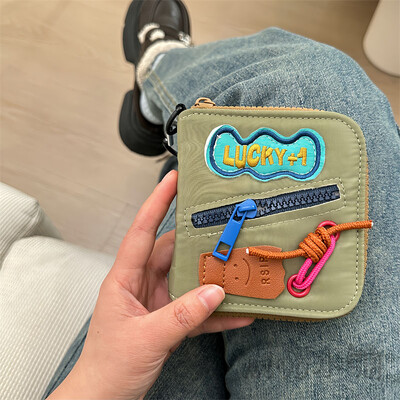 Γυναικείο πορτοφόλι BOMO Casual για γυναίκες με τετράγωνο διπλό, χαριτωμένο χρώμα, τσάντα σύγκρουσης, κοντό καμβά με φερμουάρ, νεανικό τσαντάκι με φερμουάρ Γνήσια τάση πορτοφολιού 2024