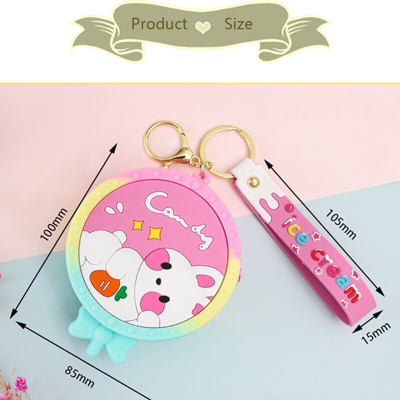 Uus silikoonist silikoonist mündikott Cartoon isikupärastatud kõrvakott, mini võtmehoidja