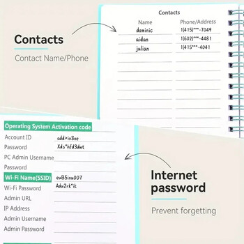 Спирална книга с пароли с раздели по азбучен ред Тетрадки Малък бележник Тетрадка с твърди корици Дневник Блокчета за писане Офис Училищни пособия