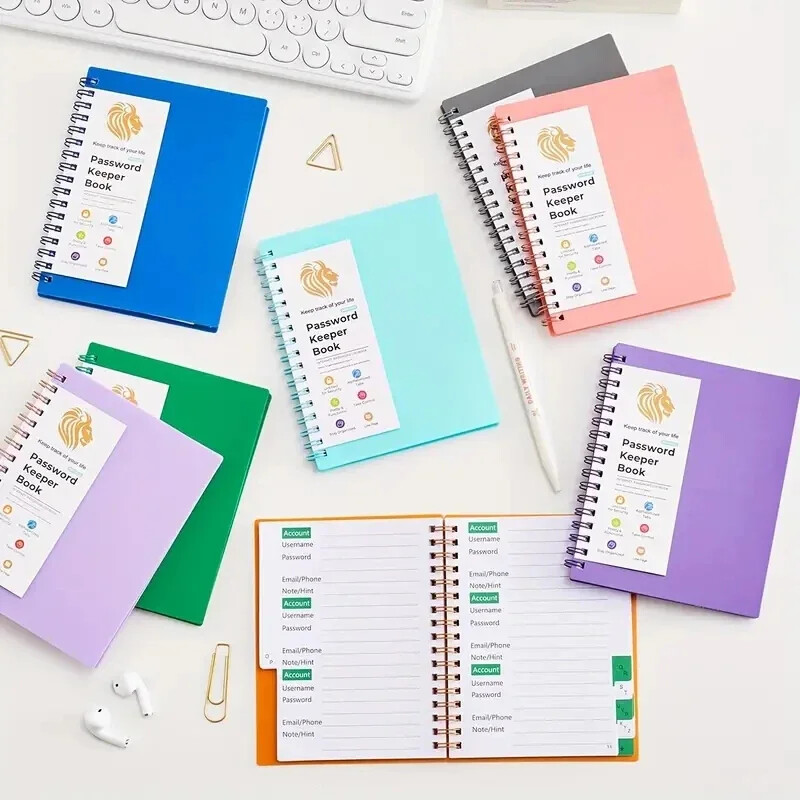Spiralinė slaptažodžių knygelė su abėcėliniais skirtukais Sąsiuviniai Maži bloknotai Kietu viršeliu Sąsiuvinio dienoraštis Rašymo bloknotai Biuro reikmenys mokykloms