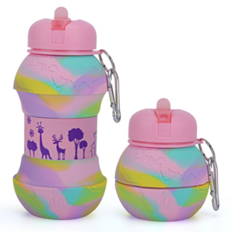 550 ml-es gyerek kulacs összecsukható lány vizes palackok szívószállal iskolai szivárgásmentes italos palack gyerekeknek