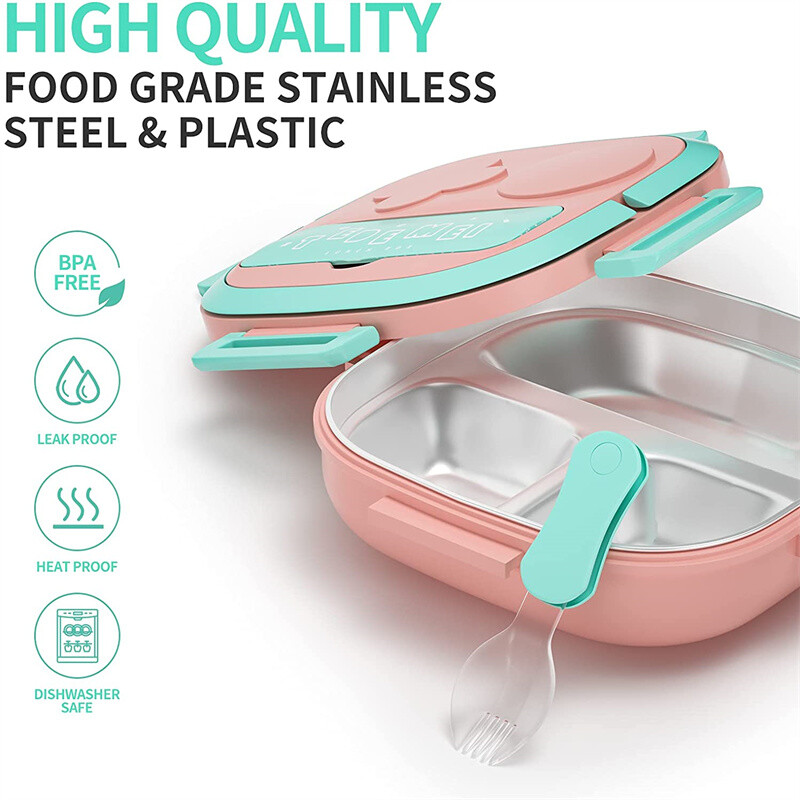 500 ml roostevabast terasest bentokarbiga isoleeritud söögikarp lastele väikelastele tüdrukutele metallist osade sektsioonid lekkekindlad lõunasöögikonteinerid