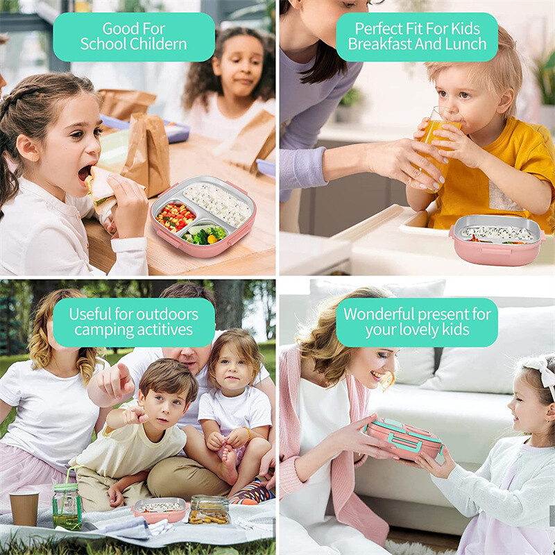 500 ml roostevabast terasest bentokarbiga isoleeritud söögikarp lastele väikelastele tüdrukutele metallist osade sektsioonid lekkekindlad lõunasöögikonteinerid