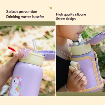 500ml Kids Unicorn Thermos Bottle Cartoon Χαριτωμένο παιδικό μπουκάλι ιαματικού νερού από ανοξείδωτο ατσάλι Κούπα θερμός για φοιτητικό κύπελλο νερού