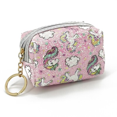 Sequin Glett prijenosna torbica s crtanim jednorogom za novčiće Držač kartice za ključeve Torbica za pohranu Prijenosna torbica za ruž za usne Torbica za šminku