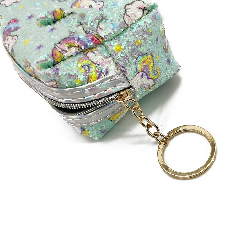 Sequin Glett prijenosna torbica s crtanim jednorogom za novčiće Držač kartice za ključeve Torbica za pohranu Prijenosna torbica za ruž za usne Torbica za šminku