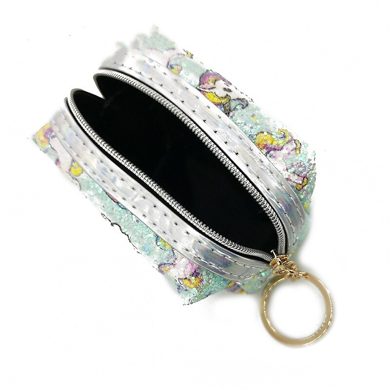 Sequin Glett prijenosna torbica s crtanim jednorogom za novčiće Držač kartice za ključeve Torbica za pohranu Prijenosna torbica za ruž za usne Torbica za šminku