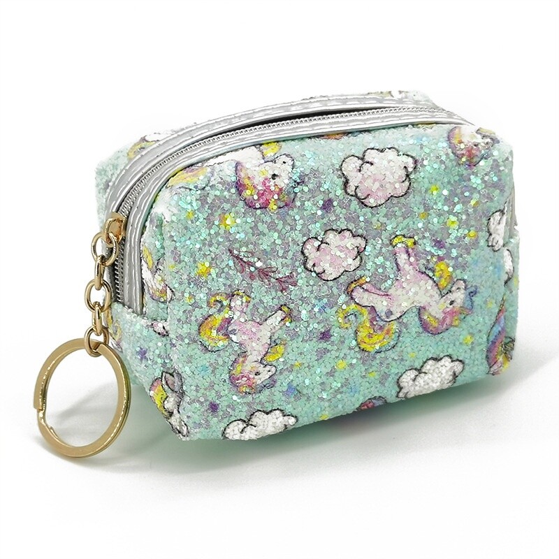 Sequin Glett prijenosna torbica s crtanim jednorogom za novčiće Držač kartice za ključeve Torbica za pohranu Prijenosna torbica za ruž za usne Torbica za šminku