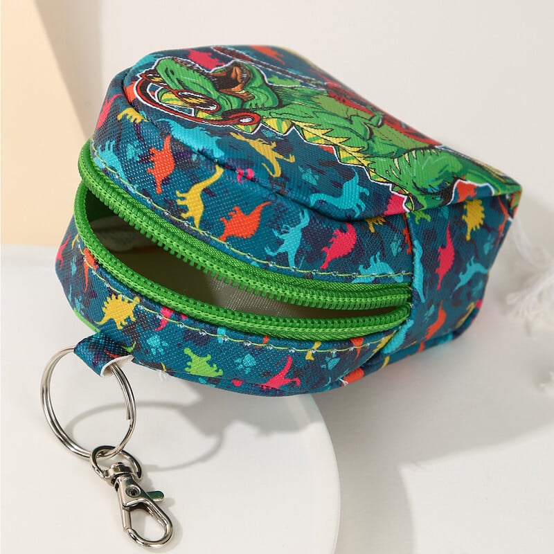 Model de dinozaur Forma ghiozdan Pu Poșetă Chei Suport card Portofel mic Genți pentru bani Căști Ruj Carcasă Accesoriu pentru geantă