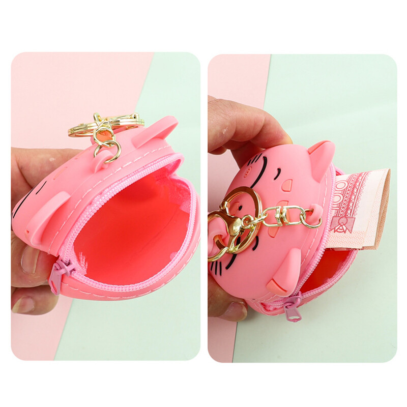 Armas multikas kassi silikoonist mündikott võtmehoidjaga Kawaii Kids mündikott Kaasaskantav andmekaabel kõrvaklappide korraldaja mündi võtmekott