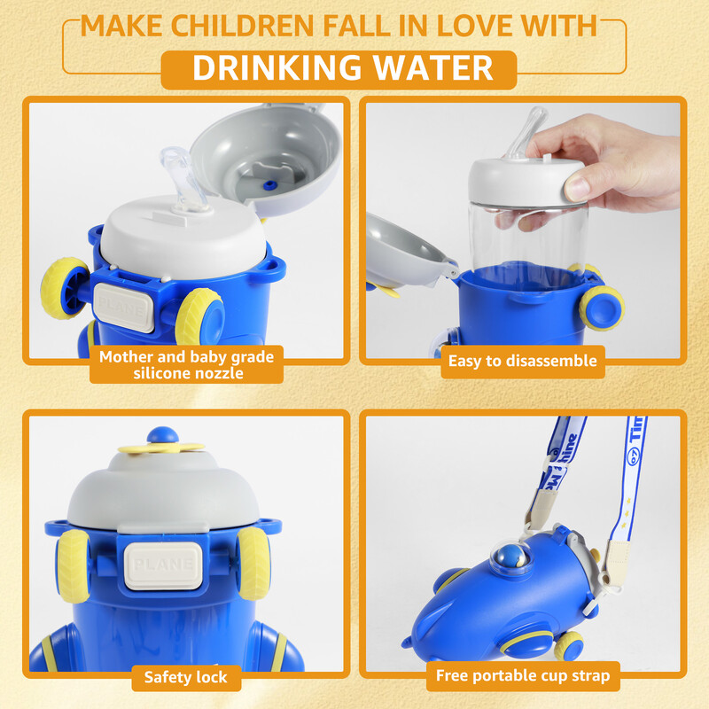 Lapsed joogipudel Loov lennukikujuline veetass veepudelid õues sport veepudel Laste mänguasjad lekkekindlad pudelitopsid