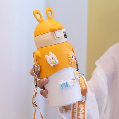 Child Thermal pudel 500ml küülik Liimid Konks Lastele Spordipudel Härmas õlgedest Tass Suure mahutavusega veetass armas pudel