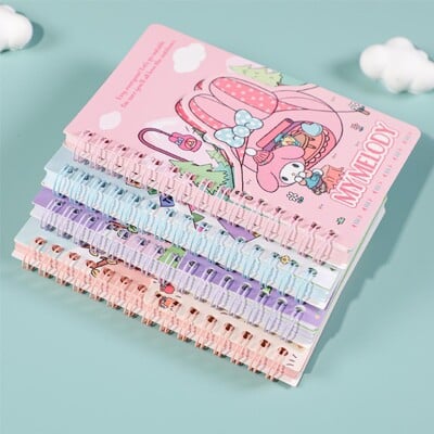 Sanrio A6 Coil Book Kuromi Mymelody Cinnamoroll Hellokitty Learning Stationery Notebook Уникален Kawaii дизайн на корицата за ученици