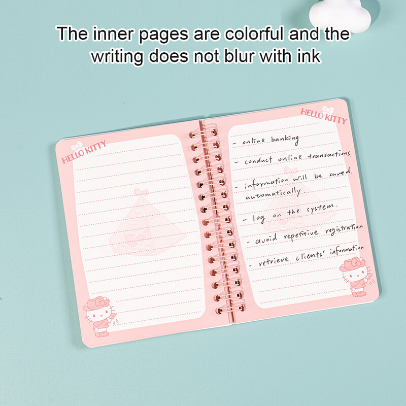 Sanrio A6 ritės knyga Kuromi Mymelody Cinnamoroll Hellokitty mokymosi raštinės reikmenų sąsiuvinis Unikalus Kawaii viršelio dizainas studentams