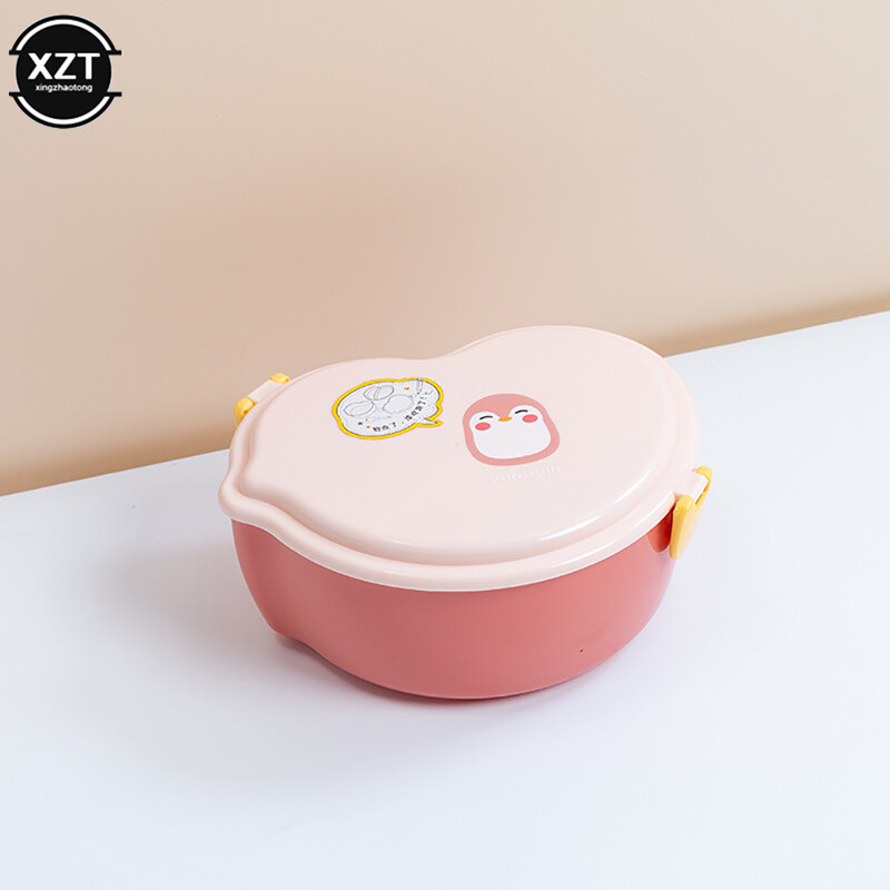 Карикатура Двупластова кутия за обяд за деца в микровълнова фурна за затопляне Преносима кутия за обяд Студент Кутия за плодове Кутия за обяд в офиса Лека кутия за обяд