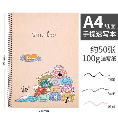 A4-formaadis kaasaskantav visandivihik Käsitsi maalitud värviline pliimaal Akvarellraamat Multifilmi kaas Laste Graffiti Kunstpaber 100 Lehte