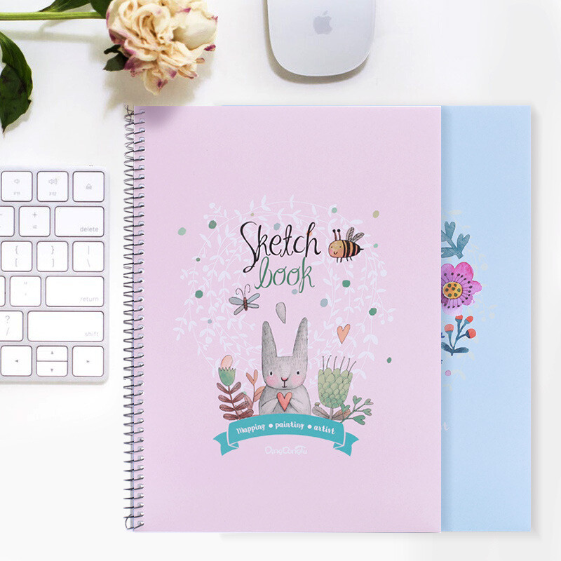 A4-formaadis kaasaskantav visandivihik Käsitsi maalitud värviline pliimaal Akvarellraamat Multifilmi kaas Laste Graffiti Kunstpaber 100 Lehte