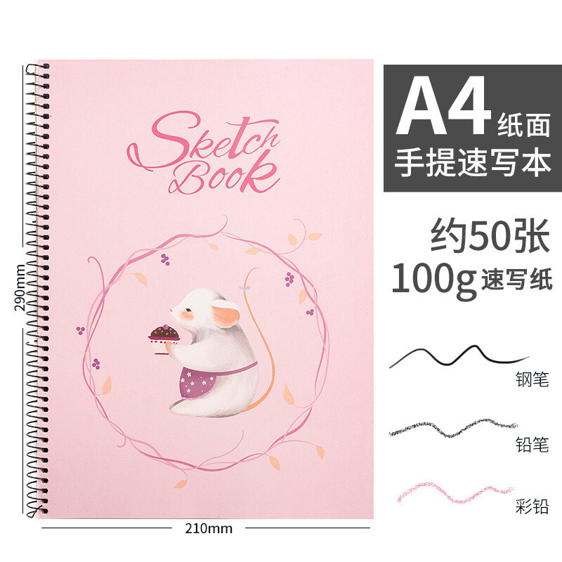 A4-formaadis kaasaskantav visandivihik Käsitsi maalitud värviline pliimaal Akvarellraamat Multifilmi kaas Laste Graffiti Kunstpaber 100 Lehte