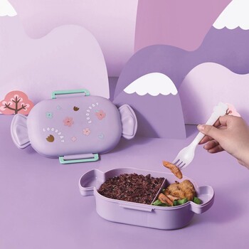 Lovely Bento Box Παιδικό κουτί μεσημεριανού γεύματος ενηλίκων με 2 διαμερίσματα, στεγανό κουτί γεύματος Bento Box για φαγητό έξω από το σχολείο εργασίας