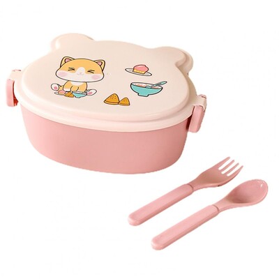 Prikladna kutija za bento za van, dječja simpatična dvoslojna kutija za ručak iz crtića, kutija za čuvanje voća, potrepštine za kampiranje