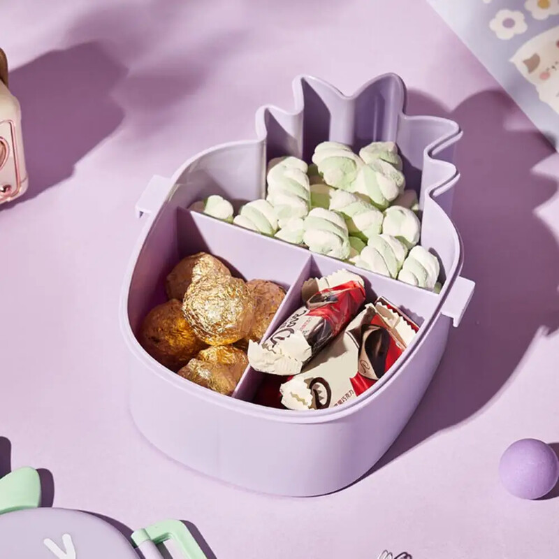 Cutie de prânz în formă de ananas, cu compartimente, rezistentă la scurgeri, cutie bento cu 3 grile, container pentru alimente, cutie bento portabilă pentru școala copiilor