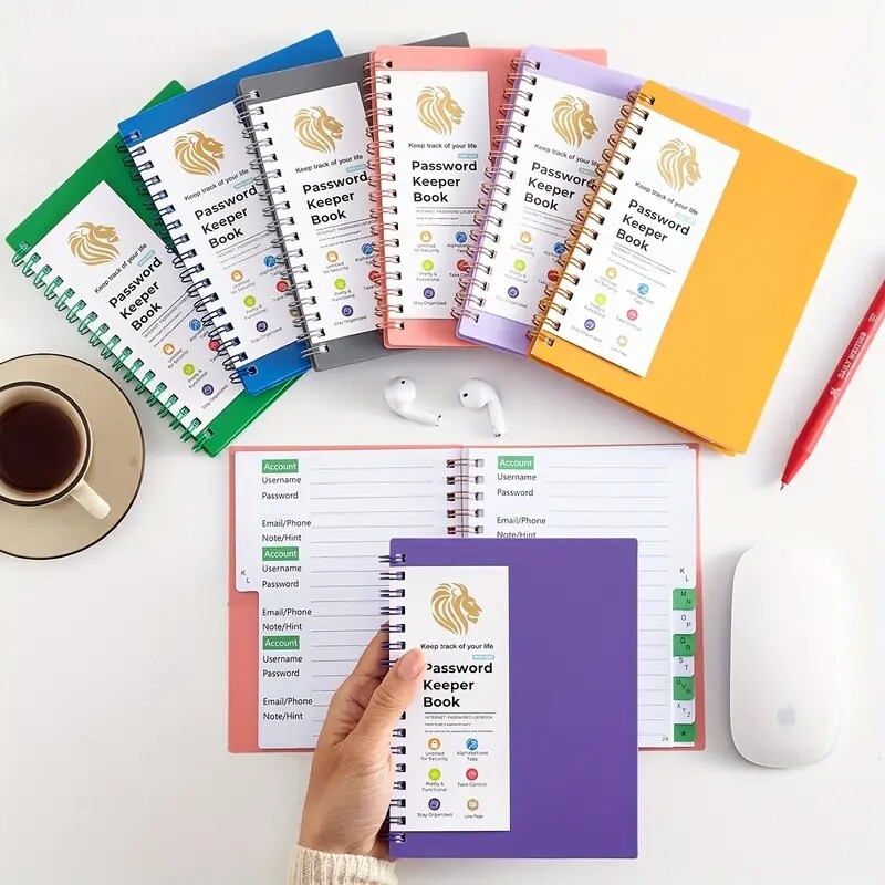 Spiralinė slaptažodžių knygelė su abėcėliniais skirtukais Sąsiuviniai Maži bloknotai Kietu viršeliu Užrašų knygelės dienoraštis Rašymo bloknotai Biuro reikmenys