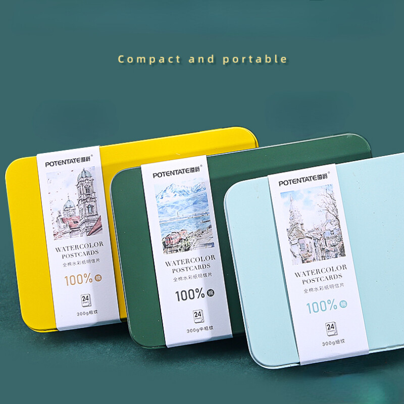 100% puuvillane akvarellpaber, postkaart, kunstniku palgaastmega reisijoonistused, kaasaskantavad A6 peened jooned / keskmise paksusega / jämedad jooned