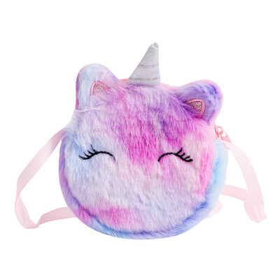Laste armsad ükssarviku plüüsist mänguasjad Gradientvärvi rinnakott Multifilm Mündikott Reisi rinnakott Multifilm Tüdrukute Palus õlakott