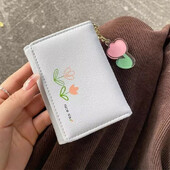 BOMO Portofele drăguțe pentru femei Poșeta cu monede cu imprimeu floral, de designer de modă, din piele PU, portofele drăguțe, portofel scurt pentru carduri