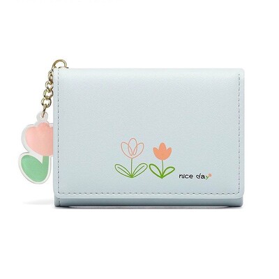 BOMO Portofele drăguțe pentru femei Poșeta cu monede cu imprimeu floral, de designer de modă, din piele PU, portofele drăguțe, portofel scurt pentru carduri